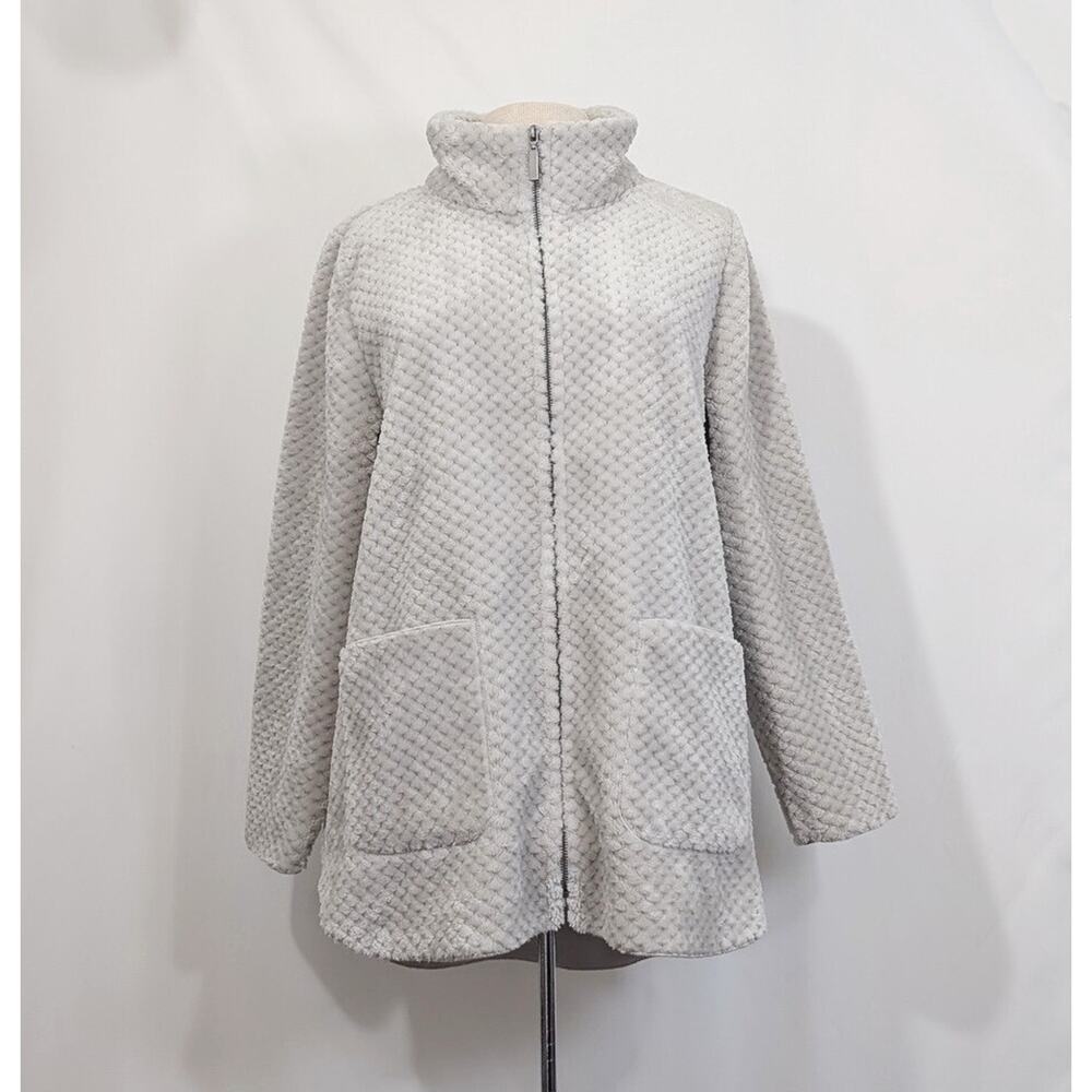 Habitat Clothes to Live In Car Coat Gray Putty Sherpa Fleece Women's Size L